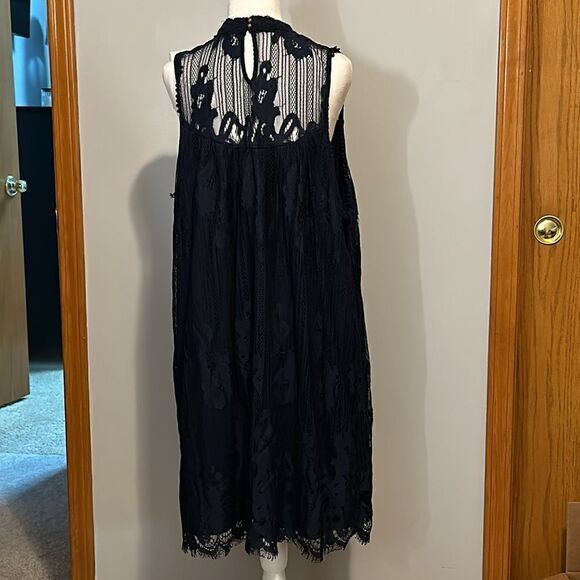 Maurice's Lace Midi Dress‎ Sleeveless Mock Neck Black Floral Romantic Party - Picture 4 of 6